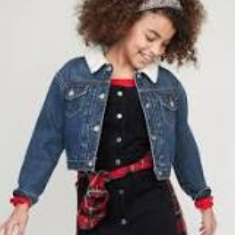 OLD Navy Sherpa Distresssd Blue Jean Jacket Unisex